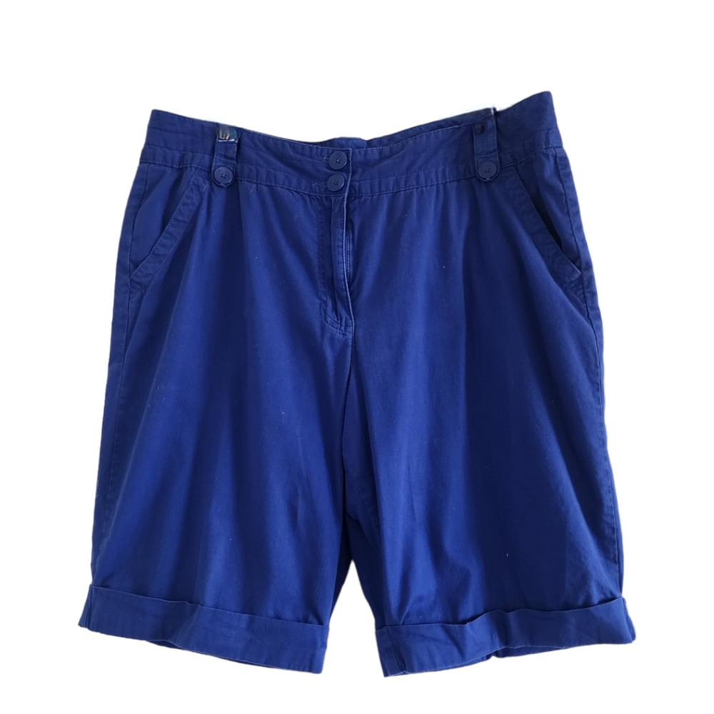 Royal Blue Kim Rogers Cuffed Bermuda Shorts Size 16